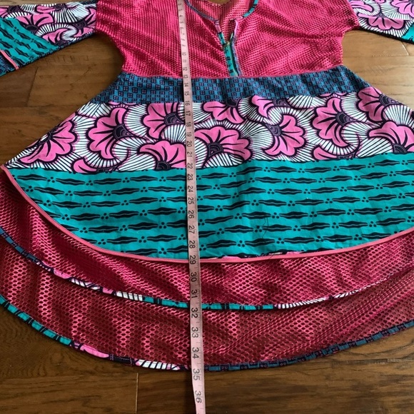 Colorful Mesh African Print Dress - Picture 12 of 14